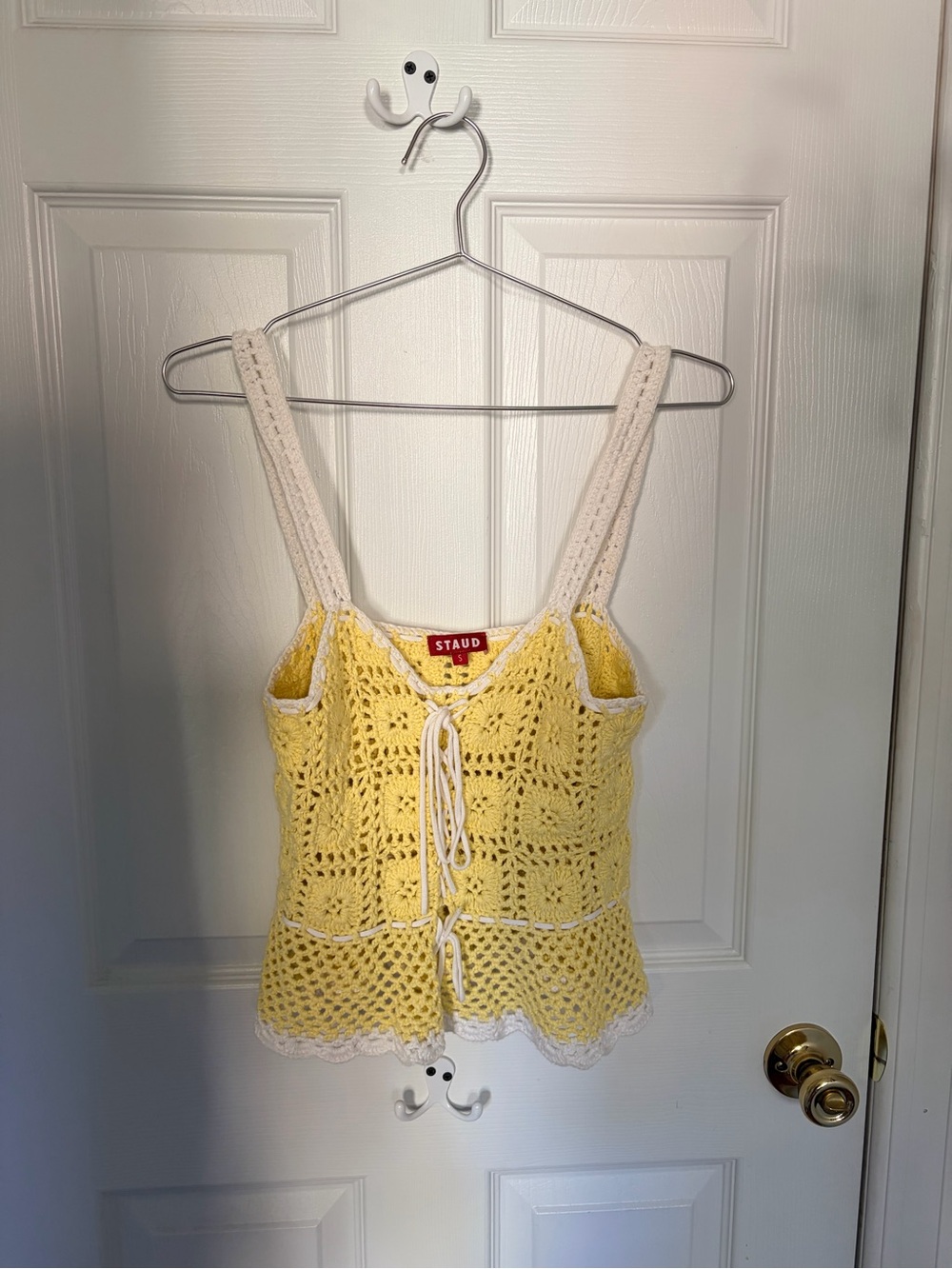 STAUD Yellow Crochet Top